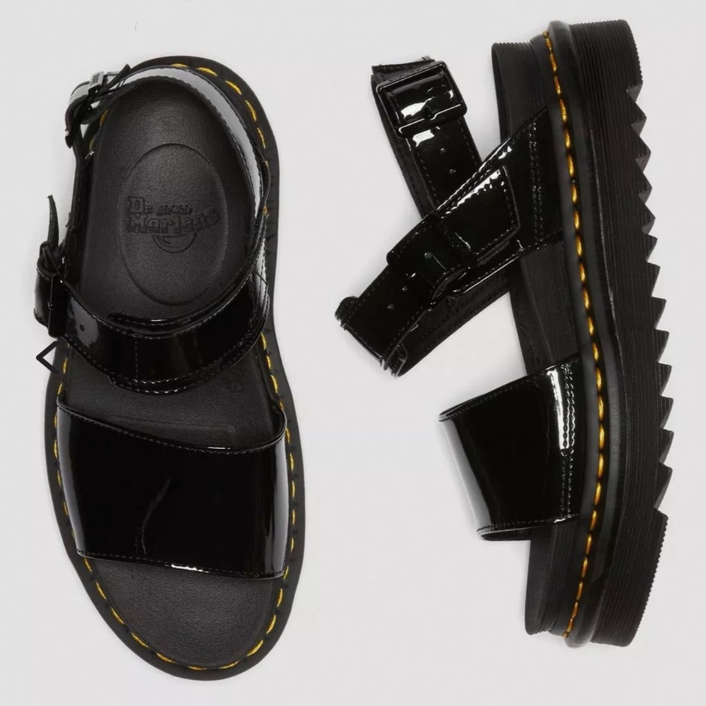 Dr. Martens VOSS Patent Leather Strap Sandals in Black Lampe - Picture 8 of 16